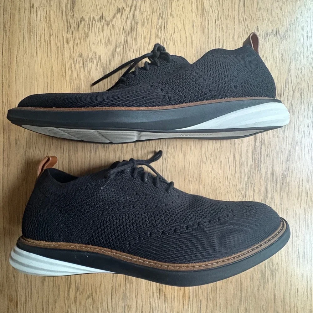 $275 Cole‎ Haan Grandevolution Knit Oxford Blk Designer Dress Shoes SZ 10.5 EUC